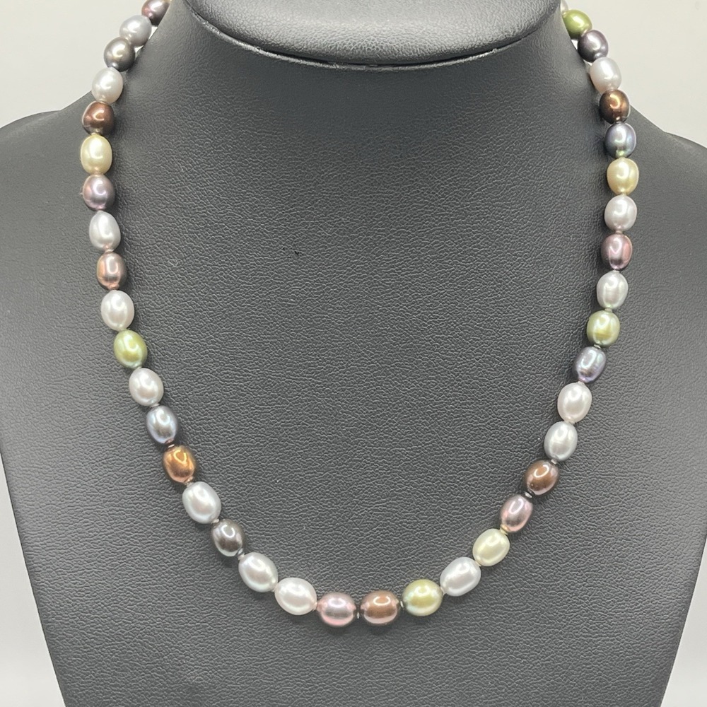 Beautiful Honora Multicolor Freshwater Pearl Necklace 15" 925 Silver Clasp